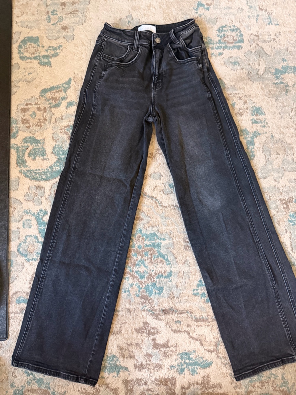 Flying Monkey VERVET Black Washed Wide Leg Jeans Size 26